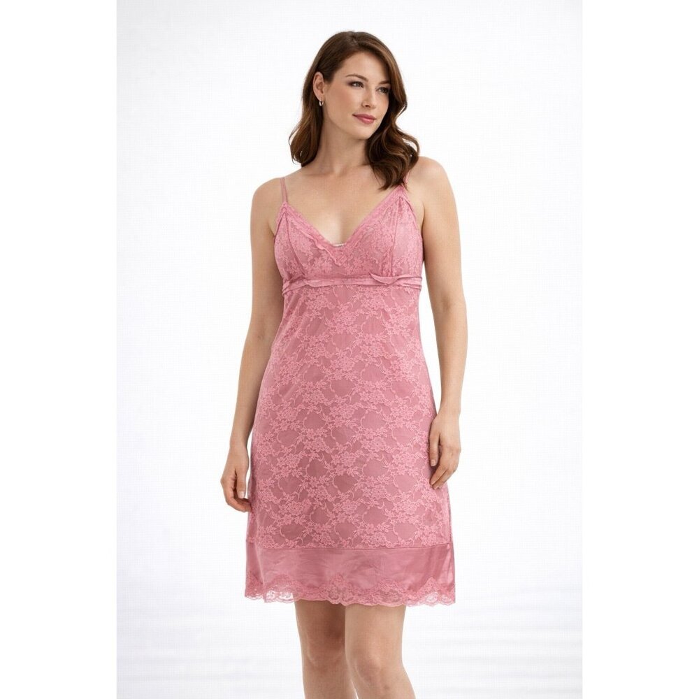 PJ SALVAGE slip nightgown lace pink MEDIUM intimates lounge peignoir negligee